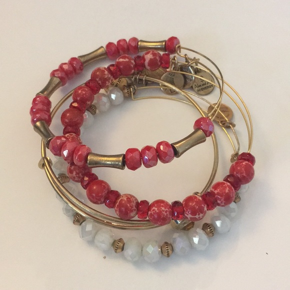 Alex and Ani Red and Gold Bracelets (4) - Picture 3 of 6